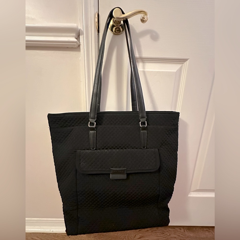 Classic Black Quilted Tote Bag - Women's Shoulder Bag
